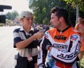 Jurnalista Oana Georgescu la Campionate de Motociclism Viteza (Cyril Despres, campionul Dakar 2005, Patinatorul Gwendal Peizerat )