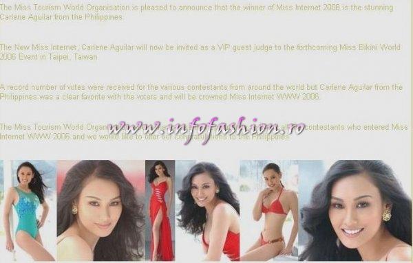 Congratulations to Carlene Aguilar representing The Philippines Miss Internet WWW 2006!