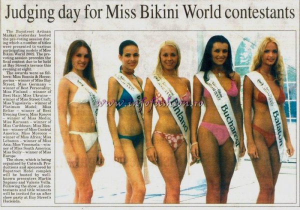 The Times of Malta Mihaela Tudor, Miss Bikini World, primul titlu international de frumusete, castigat de o romanca, in Malta 2002