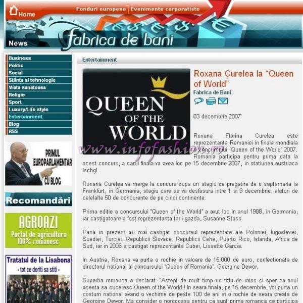Fabrica de Bani- Roxana Florina Curelea castigatoarea Queen of the World 2007