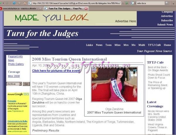 Press 2008 Delia Duca in Top 20 din 113 concurente la Miss Tourism Queen International in China 