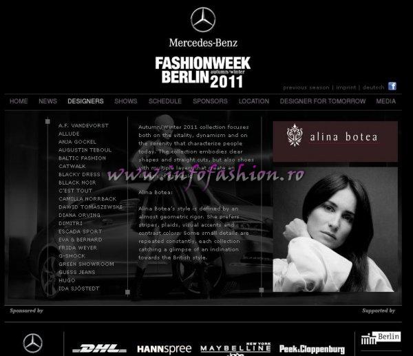 Germany Mercedes Benz Fashion Week Berlin 19- 22.01.2011 Romanian Designer Alina Botea