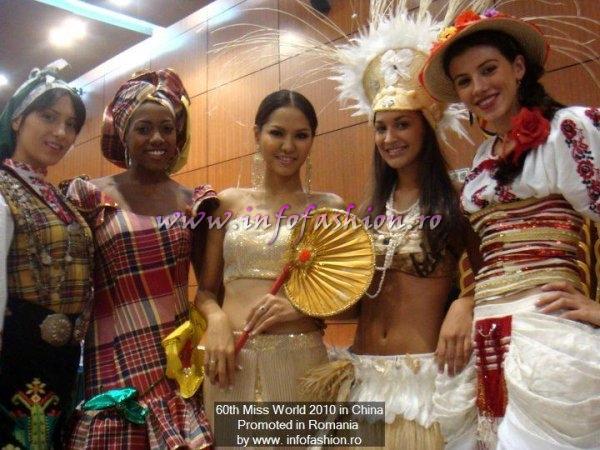 Romania Lavinia Postolache la Miss World 2010, editia 60 in China, Sanya, tinute oferite de Catalin Botezatu, costum national Cristina Breteanu
