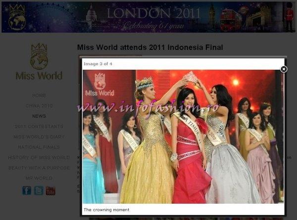 Miss World attends 2011 Indonesia Final Alexandria Mills crowns winner Astrid Ellena  