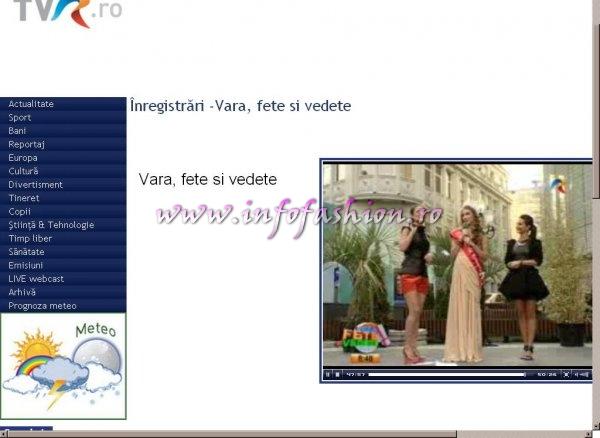 www.tvr.ro/ Alexandra Stanescu, Miss World Romania 2011 in emisiunea Vara, fete si vedete