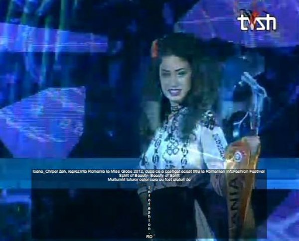 Ioana Chiper Zah reprezinta Romania la Miss Globe- Finala 10.11.2012, dupa ce a castigat titlul national la Romanian InfoFashion Festival 