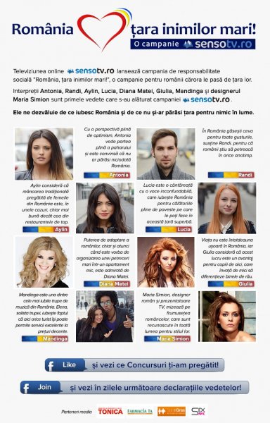 TV Senso sustine campania `Romania, tara inimilor mari, pentru românii cărora le pasă de ţara lor