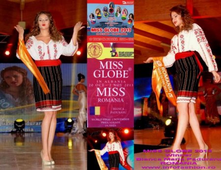 Bianca Paduraru WINNER Miss Globe 2013 in Albania dupa castigarea titlului national la Romanian InfoFashion Festival-Spirit of Beauty