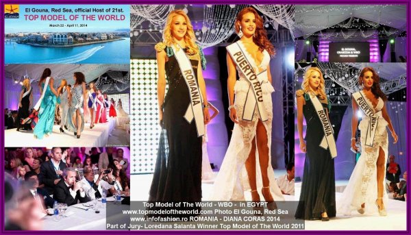 Jailenne Rivera, Puerto Rico, 1st runner up and Diana Coras, Romania at 21st TOP MODEL OF THE WORLD 2014 in Egypt, El Gouna, Red Sea 
