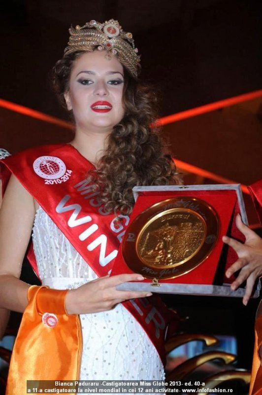 Bianca Paduraru WINNER Miss Globe 2013 in Albania dupa castigarea titlului national la Romanian InfoFashion Festival- Spirit of Beauty®