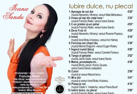 Muzica Lansare disc Ioana Sandu `Iubire dulce, nu pleca!` 11.05.2017