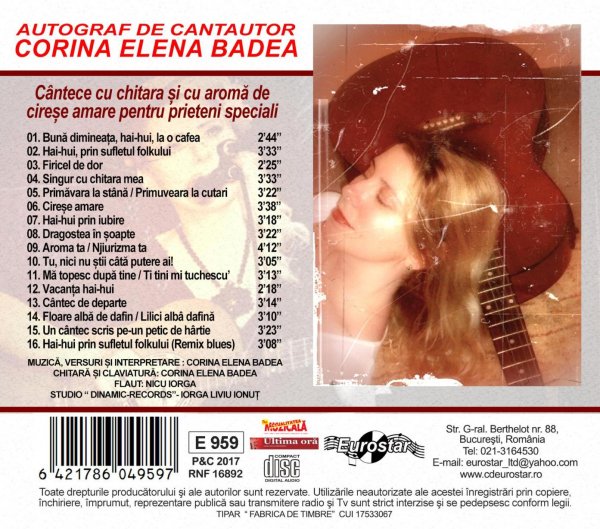Muzica Corina Elena Badea, dubla lansare de albume Autograf de Cantautor si Colinde cu aroma de Sarbatori