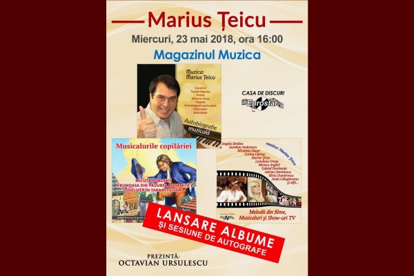 Marius Teicu invitatie la lansarea a 3 albume la Magazinul Muzica 23.05.2018