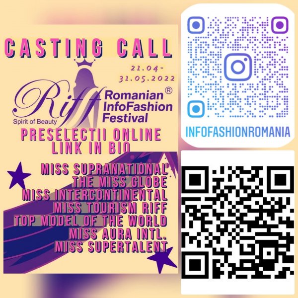Casting inscrieri online pentru Romanian InfoFashion Festival Spirit of Beauty 2022